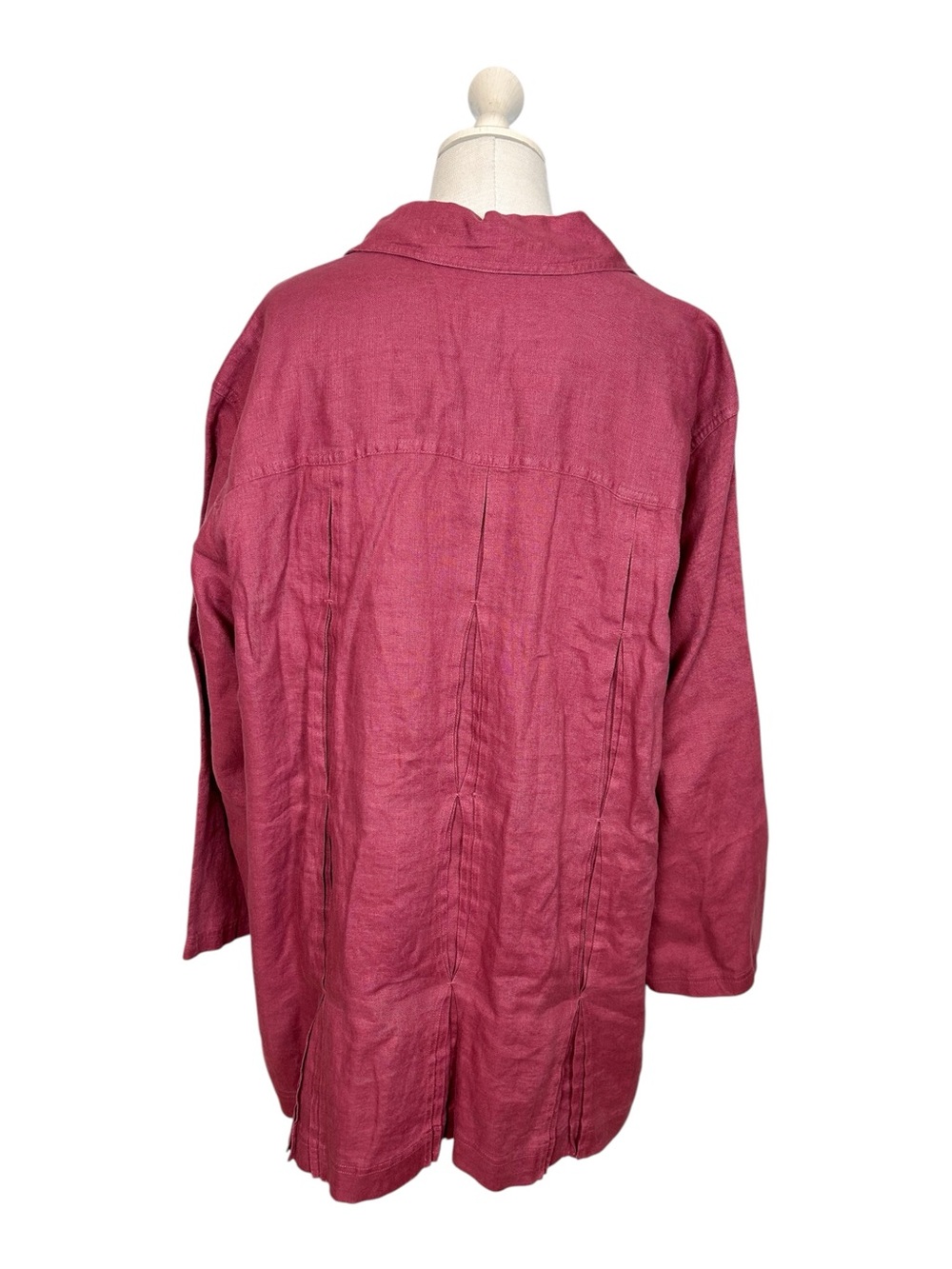J. Jill Vintage Linen Button-Front Lounge Jacket Raspberry - Picture 4 of 9